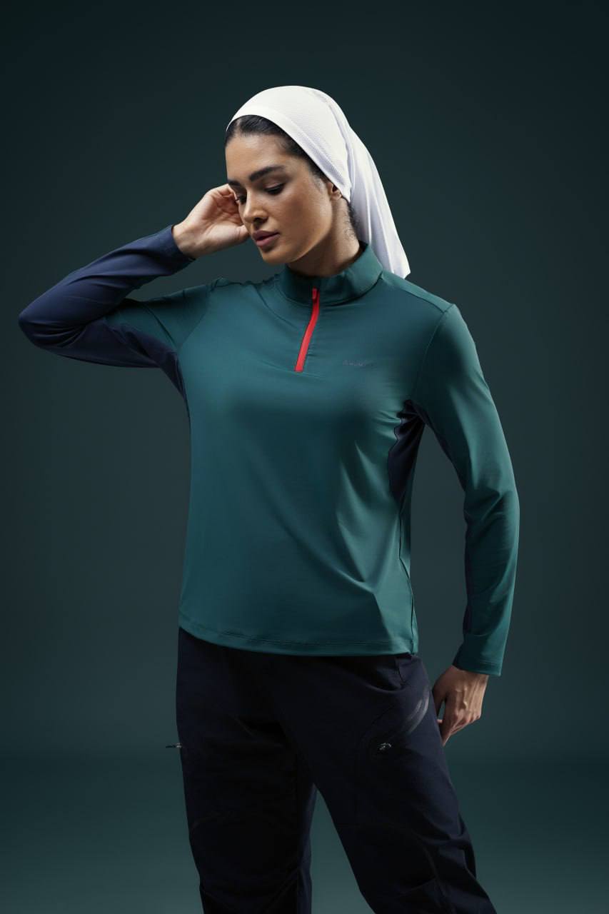 بلوز نیم زیپ زنانه هامتو مدل 18U154B-3